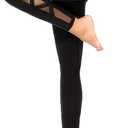 romansong Women's Mesh Leggings Yoga Pants with Pocket, Non See-Through Capri High Waisted Tummy Control 4 Way Stretch (Medium, Black-ankle Length)