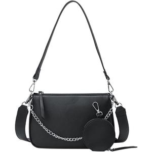 Crossbody Bag for Women Leather Chain Strap Side Shoulder Handbag With Coin Purse Pouch, 3 Removable Shoulder Straps (Black) Crossbody Bag for Women Leather Chain Strap Side Shoulder Handbag With Coin Purse Pouch, 3 Removable Shoulder Straps (Black)