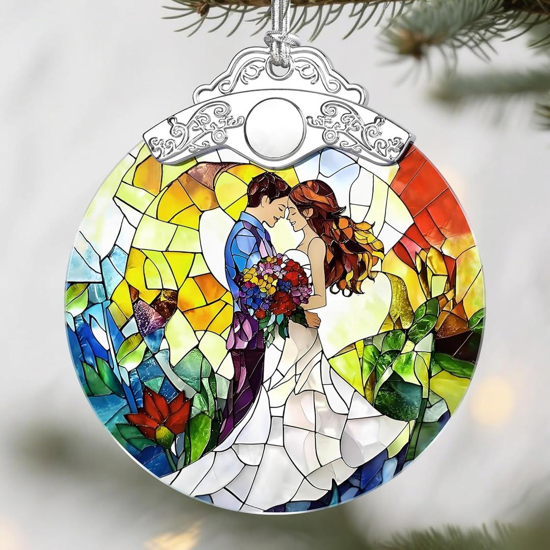 Couple Wedding Christmas Ornaments: Christmas Tree Ornaments, Romantic Holiday Decor, Stocking Stuffers, Xmas Gift, Wedding Gifts & Gifts for Couple and Newlywed