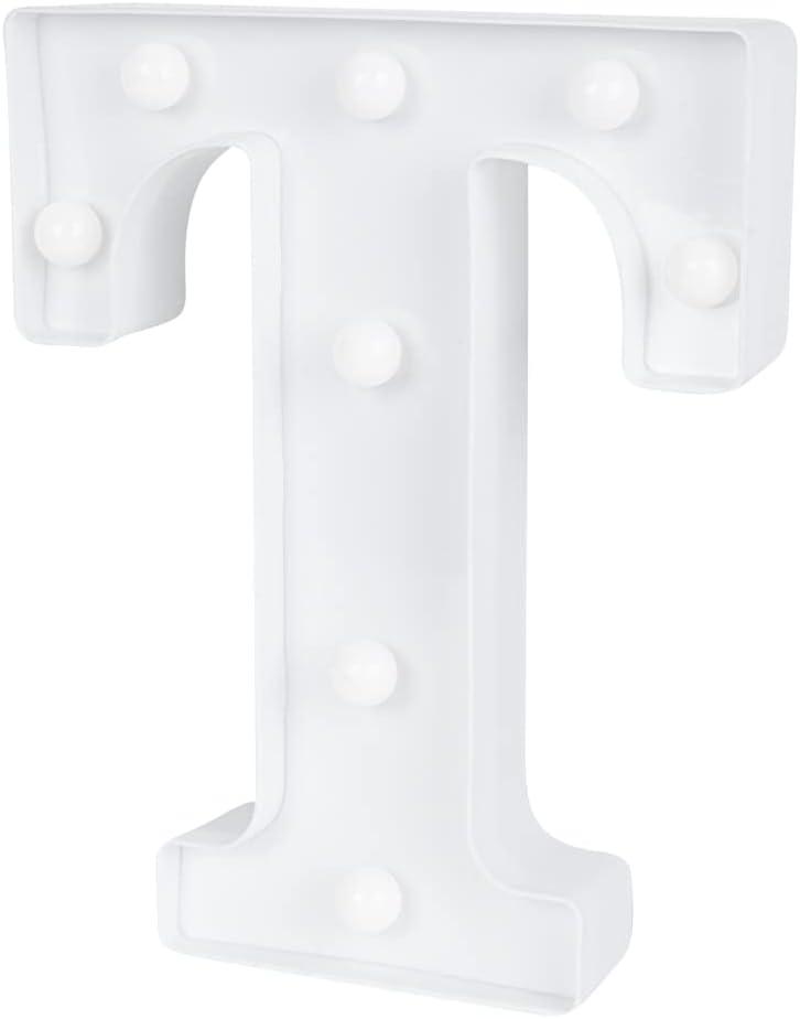 Restaurantware Illumify 6.7 x 1.2 x 8.7 Inch Light Up Letter 1 Durable Marquee LED Light - Letter T Touchproof White Plastic Party Light Keyhole Slot For Parties Weddings Or Special Events
