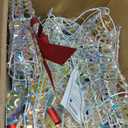 Iridescent Christmas Reindeer and Santa Sleigh Set, Lighted Christmas Yard Decoration, Perfect for Indoor or Outdoor Lawn Ornaments - 4ft w/ 140 Lights (Iridescent Santa Sleigh)