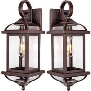 18 Large Outdoor Light Fixtures Oil Rubbed Bronze 2 Pack, Exterior Lights House Porch Lights Outside Sconces Anti-Rust Aluminum Patio Wall Lanterns Brown Wall Mount Lamps, IP65 Waterproof (Without Sensor)