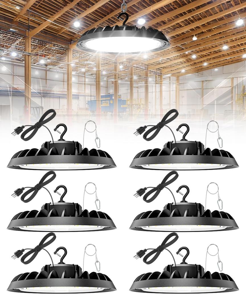 VOLISUN 1 Pack UFO Led High Bay Light 30,000LM, 200W, 5000K Daylight, 100-277V High Bay Led Shop Light, ETL Listed Commercial Bay Lighting for Garage Workshop Barn Factory Warehouse