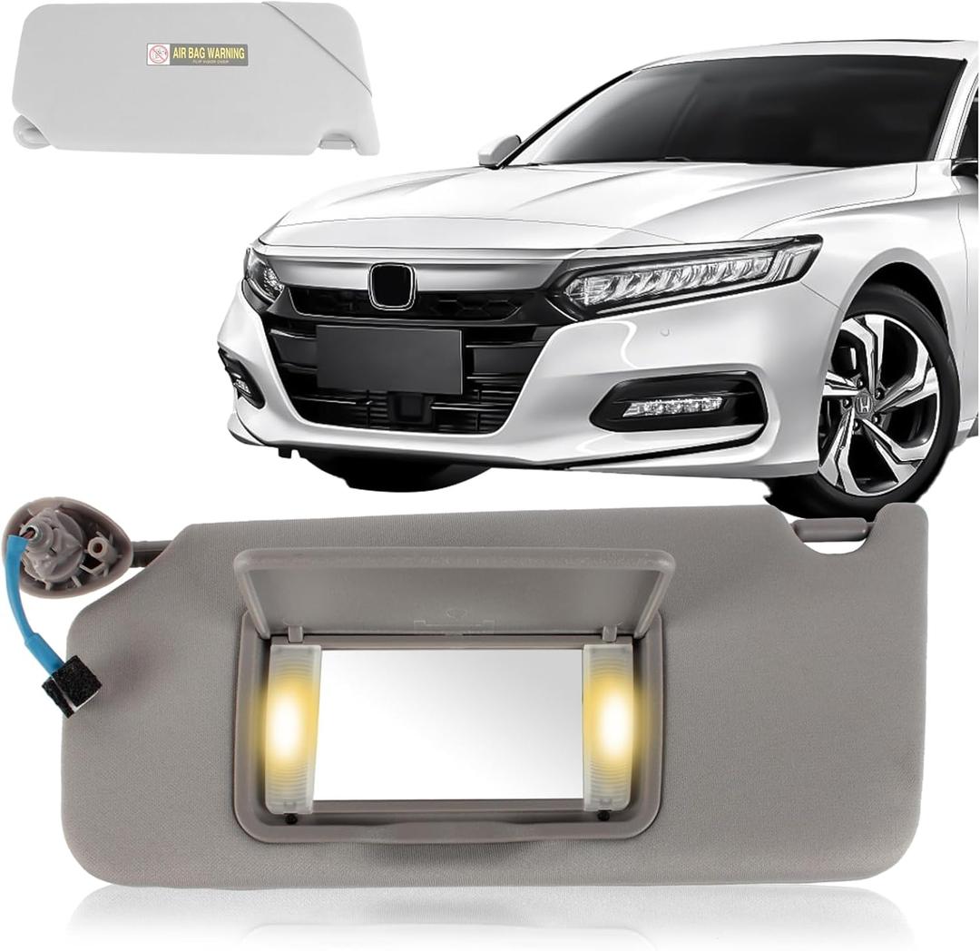 Left Driver Side Sun Visor Compatible with Honda Accord 2008 2009 2010 2011 2012 2013 2014 2015 2016 2017,Side Sun Visor Replace 83280-TA5-A51ZA(Grey)