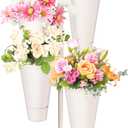 Flower Display Stand with Buckets, Metal Flower Bar Stand Rustic Farmhouse Florist Bouquet Holder Flower Cart Display Shelf for Outdoor Patio Garden Wedding Decor (Round)