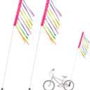 2 Pink 6 ft Bike Safety Flag with Pole - Go Kart, Trike, Dirt Bike, Mobility Scooter, Kayak - Waterproof Reflective