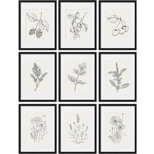 eletecpro 12x16 Picture Frames Set of 9, Classic Gallery Wall Frame Set Displays 8.5x11 Photos with Mat or 12x16 without Mat, Photo Frames Collage Wall Decor, Poster Display for Home Decor, Black