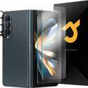 JZG 2 Pack Screen Protector for Samsung Galaxy Z Fold 4 (Tempered Glass), 2 Pack Camera Lens Protector, Fingerprint Unlock, Anti-Shock, Bubble Free, Case Friendly