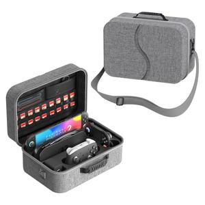 Compact All in One Carrying Case for Nintendo Switch 2 2025, Hard Shell Organizer Box for Switch 2 Accessory Compatible with Pro Controller Dock, with 18 Game Card Slots, Hard Shell Travel Bag, Grey