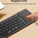 TECKNET Foldable Bluetooth Keyboard with Touchpad & Numpad, Connects to 3 Devices, USB-C Rechargeable Portable Keyboard for Laptop, iPad, Phone, iOS, macOS, Android, Windows (Black)