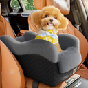 Mavora Max Portable Small Dog Seat for Car, Luxury Center Console Dog Car Seat Booster with Safety Tethers, AntiCollapse Pet Travel Carseat for SUV, Truck (Black/Grey)