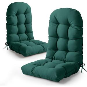 Adirondack Chair Cushion,High Back Patio Cushions with Adjustable Ties, 48.8 x 20.4 x 4.3,Waterproof Tufted Pillow,Fade Resistant Seat Rocking Chair Cushion for Indoor/Outdoor,Hunter Green,2, Count of 2