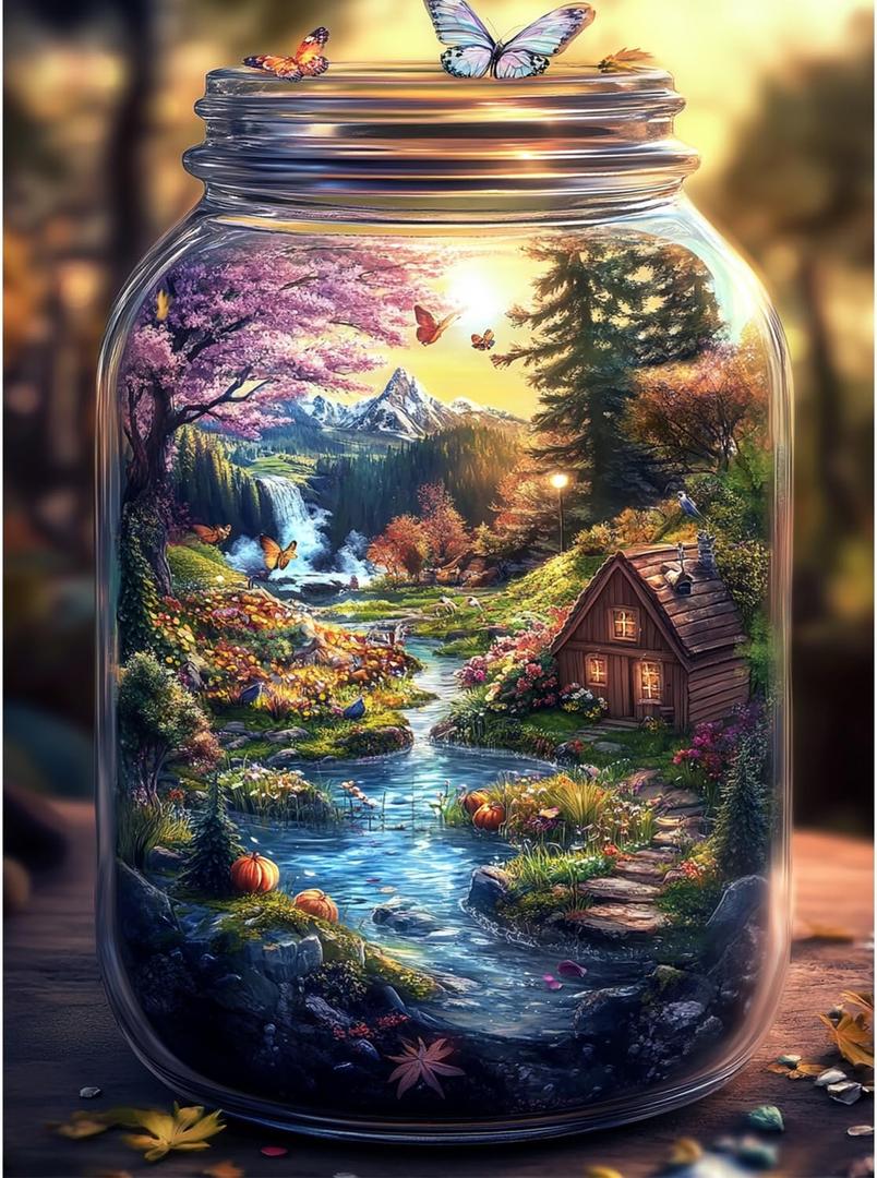 Jigsaw Puzzles for Adults 1000 Pieces Impossible Hard Difficult Challenging Puzzles for Adults 1000pc Puzzles World in Bottle Nature's Dream Jigsaw Puzzle 1000 Pieces 28 x 20 inch