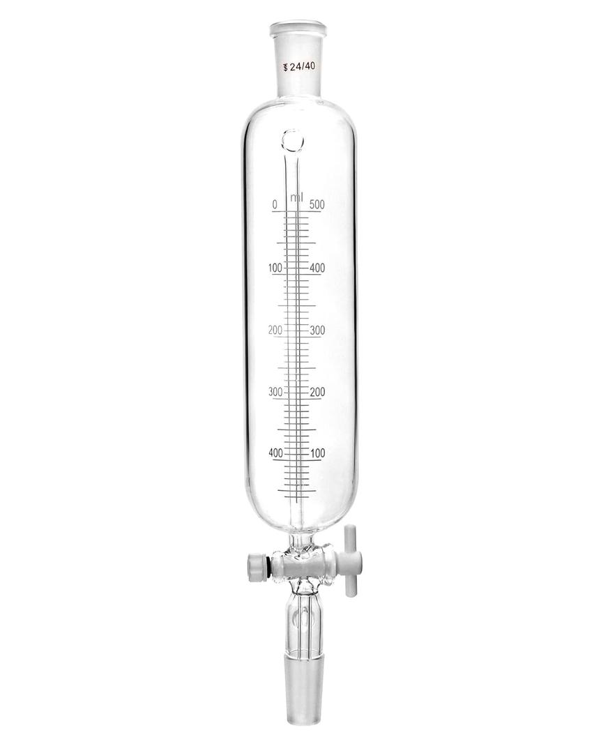 QWORK 500ml Pressure Equalizing Graduated Addition Funnel, Borosilicate Glass Additional Graduated Dropping Funnel, 24/40 Connection Accurate Add Liquid, Laboratory Glassware