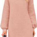 PRETTYGARDEN Women's Oversized Sweater Dress 2025 Fall Long Sleeve Crewneck Chunky Knit Slouchy Winter Pullover Sweaters (Medium, Pink)