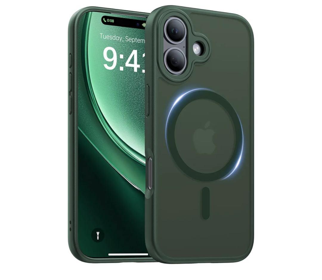 Magnetic for iPhone 17 Case,[Anti-Slip][Compatible with MagSafe][Military Grade Drop Protection] Shockproof Protective Translucent Matte Phone Case for iPhone 17 Case,Forest Green