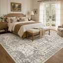 UERMEI 9x12 Area Rug for Living Room Washable Vintage Non Slip Beige Carpet
