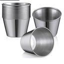 Meanplan 48 Pack Metal Ramekins Stainless Steel Condiment Sauce Cups 1.5 oz Individual Round Condiments Small Metal Ramekins Reusable Mini Dipping Cups Kitchen Vinegar Butter