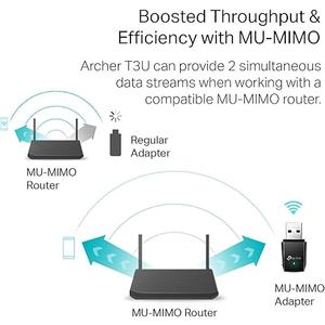 TP-Link AC1300 USB WiFi Adapter(Archer T3U)- 2.4G/5G Dual Band Wireless Network Adapter for PC Desktop, MU-MIMO WiFi Dongle, USB 3.0, Supports Windows 11, 10, 8.1, 8, 7, XP/Mac OS X 10.9-10.14