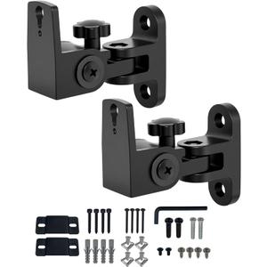 BS-218pro Universal Speaker Wall Mount for Small Speakers ,Vertical 120, Horizontal 180Adjustment,Hold up to 30lbs,Compatible with Bose, JBL, KEF, Klipsch, Sony & Others, 2 Packs, Black