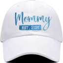 Mommy Est 2025 Hat for Women, New Mom Gifts, Frist, Embroidered Mama Cap for Women, Gift for New Moms. White Mommy Hat