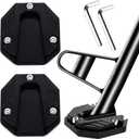 2-Pack Motorcycle Kickstand Pad - Heavy Duty Anti-Skid Enlarged Foot Base Extender Plate Motorcycle Accessory, Coaster Plate Support for Harley Davidson, Touring & Sport Bikes (Black)