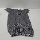 WDIRARA Women's Striped Off Shoulder Drawstring Tie Front Short Sleeve Casual Jumpsuit Pants (X-Large, Black and White)