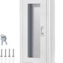 Semi Recessed Fire Extinguisher Cabinet for 5-12 pounds Extinguisher, White Baked Enamel Steel Fire Extinguisher Mount with Lock for Indoor Outdoor, Wall Cabinet with Full Clear Acrylic Door