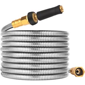 Metal Garden Hose 25 FT - 304 Stainless Steel Water Hose 25 FT - Expandable Short Flexible Garden Hose,no Kink Explosion, no Bite