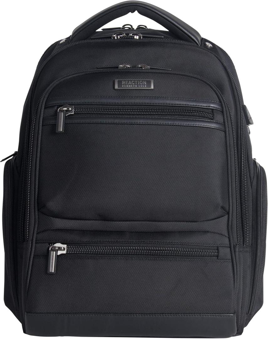 Kenneth Cole Reaction ProTec Travel Business Backpack 17" Laptop Computer TSA Checkpoint-Friendly Bookbag With USB Port, Black