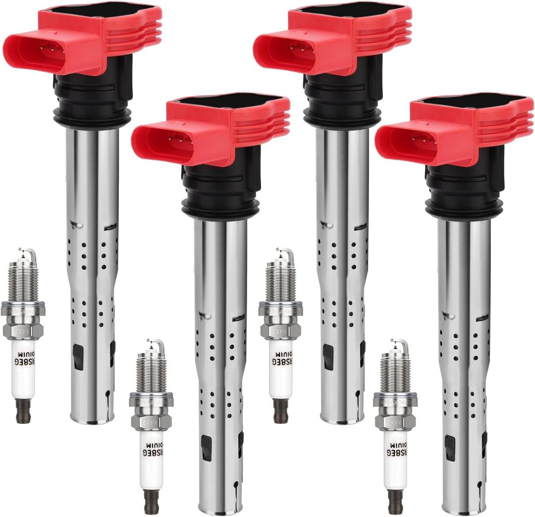 UF529 Ignition Coil & 4644 Double Iridium Spark Plug For Audi A3 A4 allroad Quattro A5 Q5 TT, For VW Beetle CC Eos Golf GTI Jetta Passat Tiguan Replaces# 06E905115 GN10446 C1631