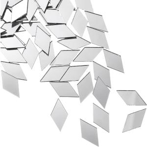 Geiserailie 300 Pcs Diamond Shape Mirror Pieces for Craft 0.5 x 1 Inch Small Rhombus Mirror Mosaic Tiles Mini Square Triangle Glass Tile for DIY Projects Art Wall Door Home Decoration (Diamond Shape)