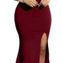 YMDUCH Women's Sexy Sleeveless One Shoulder Ruffle High Split Party Evening Long Formal Dress, S