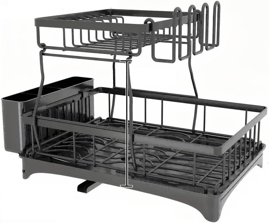 Dish Racks for Kitchen Counter, Stainless Steel Kitchen Dish Drying Rack with Drainboard, Detachable Dish Drainers with Utensil Holders (Not Shipped on Weekends)