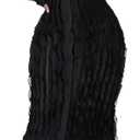 LETSVDO Women's Maxi Off Shoulder Dress Long Sleeve Button Down Ruffle Mesh Bodycon Sexy Dresses Stretchy (Large, 1-black)