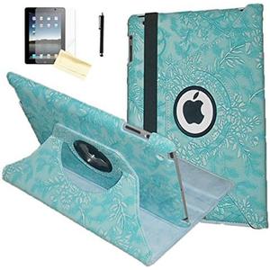 Case Compatible with iPad Pro 10.5 (2017 Model), Rotating Stand Smart Magnetic Auto Wake Up/Sleep Cover for A1701 A1709 MQDW2LL/A MPF02LL/A MQDT2LL/A MPDY2LL/A (Embossed Blue Flower)
