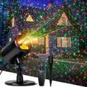 Laser Christmas Projector Lights Outdoor Indoor, Red and Green Laser Projector with Remote Control, Waterproof Holiday Laser Projector Decor for House, Garden, Party, Wall.