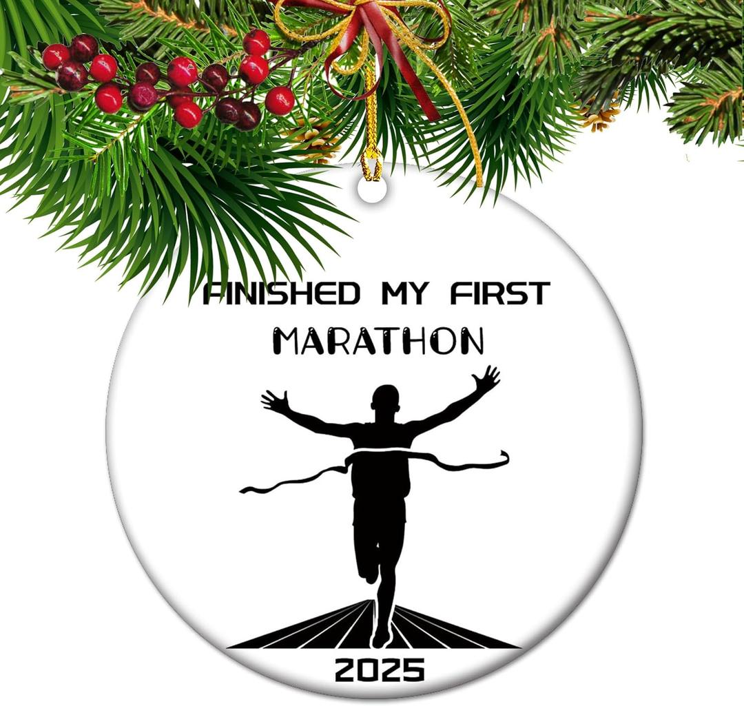 Finish My First Marathon Keepsake Ornament 2025 for Runners, Marathon Training Buddies & Race Lovers | Running Enthusiasts for him (S19)