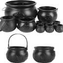 CCINEE 10pcs Black Plastic Witch Cauldron Kettle,Large St Patrick's Witch Cauldron Pot Halloween Candy Holder for Holiday Trick or Treat Party Easter Day Bowl Decor