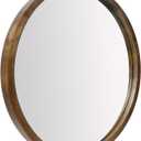 23.6 Inch Round Wall Mirror for Bathroom Large Circle Vanity Mirror for Wall Decor-Wooden Frame for Entryway Bedroom Living Room(Two-Tone Brown)