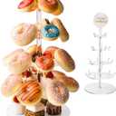 4 Tier Acrylic Donut Stand with 22 Pegs, Dessert Table Display for Doughnuts, Bagels, Cupcakes, Donut Tower Stand for Birthday Wedding Party Baby Shower Christmas 9.84 x 16.93in