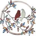 Ferraycle Metal Wall Art Bird on Tree Branch Silhouette Bird Art Decor for Living Room Garden Bedroom Office Home Wall Housewarming Party Decor(Vintage Color)