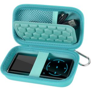 MP3 & MP4 Player Case for SOULCKER/G.G.Martinsen/Grtdhx/iPod Nano/Sandisk Music Player/Sony NW-A45 and Other Music Players with Bluetooth. Fit for Earbuds, USB Cable, Memory Card - Green
