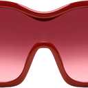 Oversized Trendy Wrap Around Sunglasses for Women Men - Cool Concert shades 2000s Retro Round Big Shield Glasses (Red)