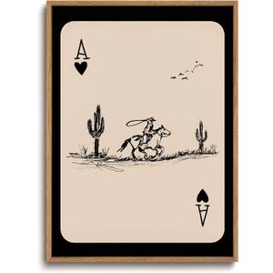 ZZLWBKGL Western Wall Decor Cowboy Poker Canvas Art Vintage Framed Wall Art, 24"L x 16"W