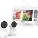 Baby Monitor with 2 Camera and Audio 4.3" LCD Split Screen 1000ft Range Rechargeable Battery 2-Way Audio Baby Crying Detection Night Vision Temperature Detection (No Remote pan-tilt-Zoom Function)