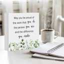 May You Be Proud of the Work Wooden Box Sign Decor, Farmhouse Plaque Home Office Decoration for Wall Table Desk, Appreciation Thank You Gifts for Coworker Employee Boss, 5x5 Inch