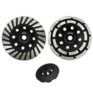 4 1/2 Inch Turbo & Double Row Diamond Cup Wheel 2pcs for Grinding and Cleaning Surface Stone Concrete Granite Marble Masonry Brick with 5/8-11 Threaded Angle Grinder Wheels Cup