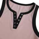 Hilinker Women's V Neck Ribbed Tank Tops Button Slim Fit Summer Sleeveless Henley Shirts Brown Black Large (L)