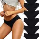ALL OF SHE Womens Underwear Cotton Hipster Panties Breathable Sexy Cheeky Stretch Soft Ladies Bikini Underwear, 6 Pack, S